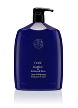 Load image into Gallery viewer, Oribe - Shampoo for Brilliance &amp; Shine rounded liter sized blue bottle with black pump top
