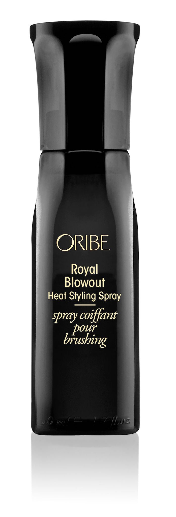 Oribe Royal Blowout Heat Styling Spray for polished blowouts — 1.7 oz travel size.