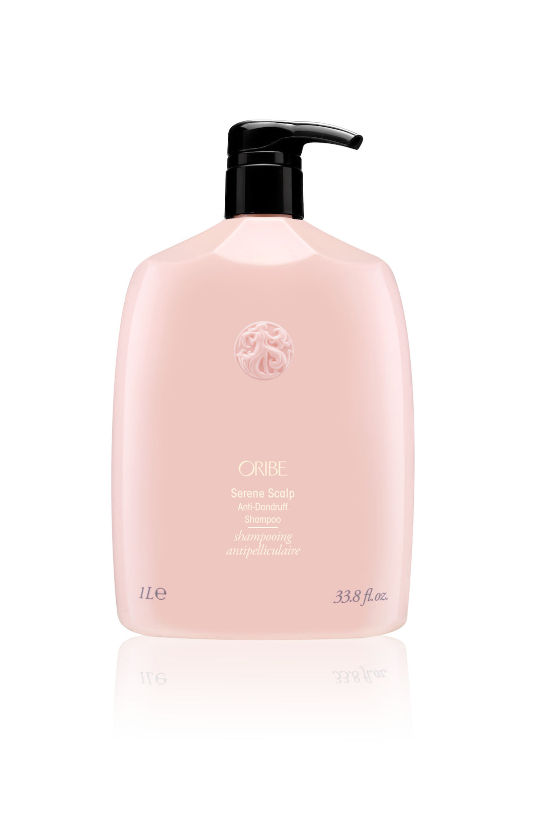 Oribe - SERENE SCALP Shampoo baby pink rounded liter bottle with black pump top