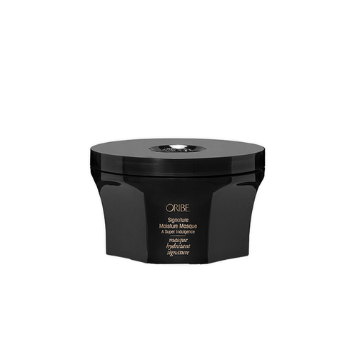 Oribe - Signature Moisture Masque black circular container with gold lettering and twist open top