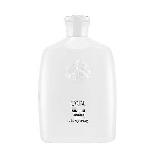 Oribe - Silverati Shampoo rounded retail sized white bottle with black lettering