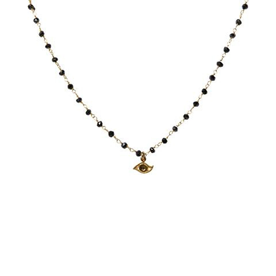 Necklace - Monica Rosary Evil Eye Choker in Gold